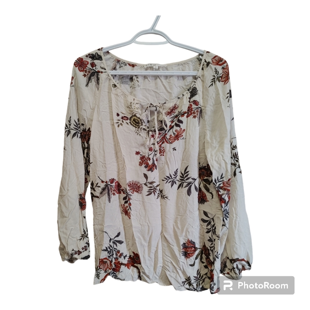CLEO Floral Peasant Top 100% Rayon Size Small